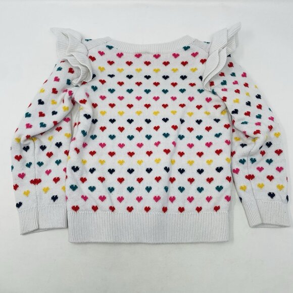 Janie & Jack Toddler Girls 2T Multi Heart Print Ruffle Sweater White $59 2038 - Picture 5 of 7